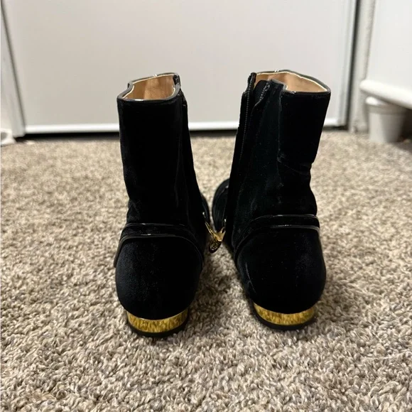 Charlotte Olympia Black Cat Face Ankle Booties - Picture 7 of 8